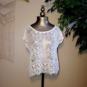 Self Esteem Cream Lacy Top & Eyelash Detail OSFA